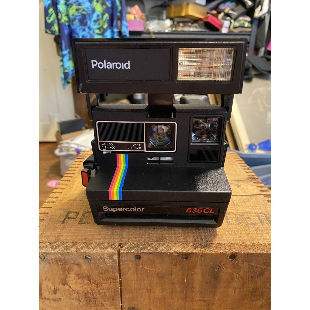 Polaroid Supercolor 635CL Instant Film Camera Clean Untested Rainbow Stripe